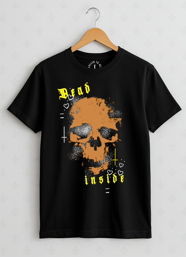 Black Gothic Skull T-Shirt – Unisex Short Sleeve Tee with Orange Print