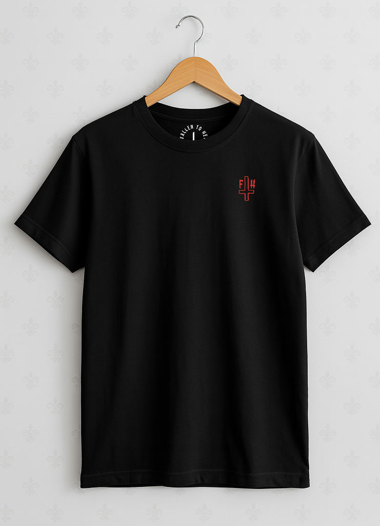 Black Conquer or Die Graphic T-shirt. Unisex Short Sleeve Tee Printed in White and Red