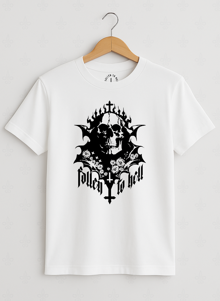 White Gothic Skull T-shirt - Unisex Short Sleeve Tee with Black Print