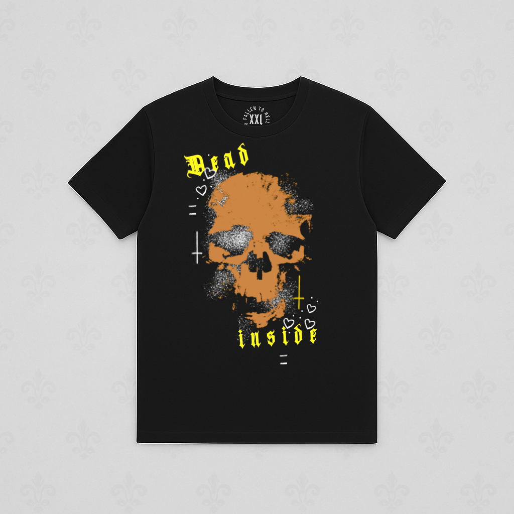 Black Gothic Skull T-Shirt – Unisex Short Sleeve Tee with Orange Print