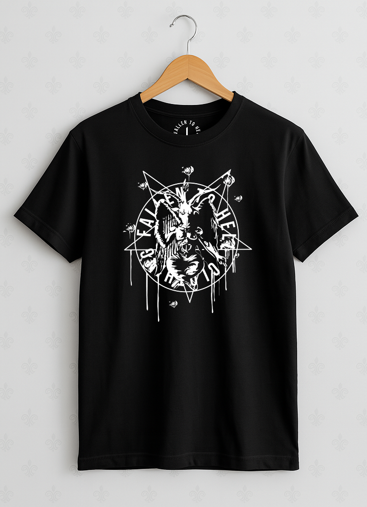 Black Baphomet Graphic T-shirt - Unisex Short Sleeve Tee with White Print