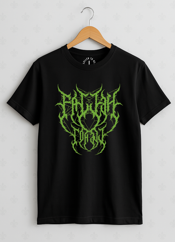 Black Metal-core Graphic T-shirt - Unisex Short Sleeve Tee with Green Print