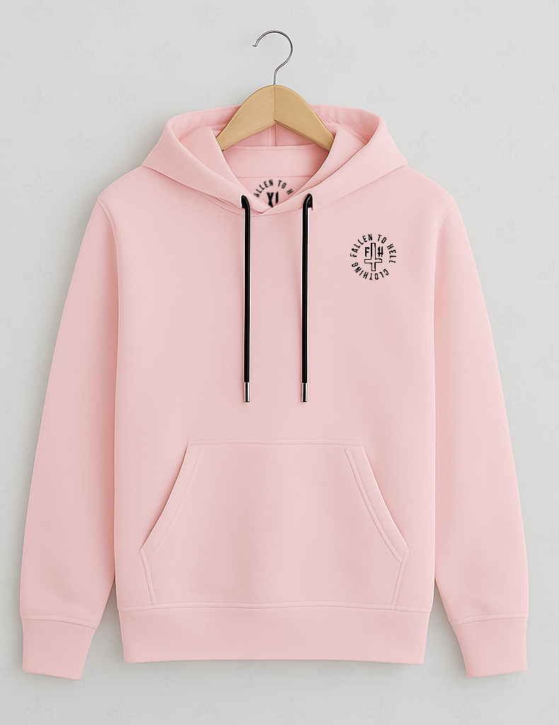 Baby Pink Baphomet Gothic Pullover Hoodie Printed in Black & Pink