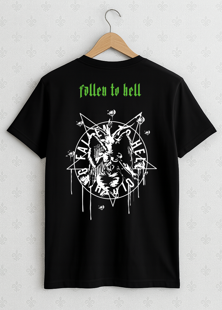 Black Baphomet Graphic T-shirt - Unisex Short Sleeve Tee with White & Green Print