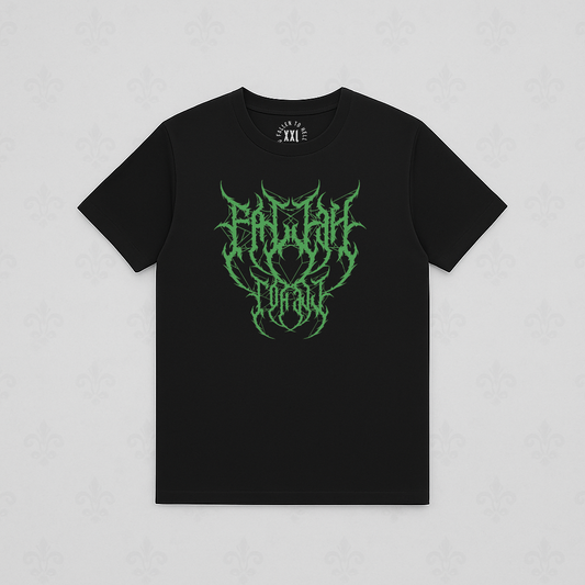 Black Metal-core Graphic T-shirt - Unisex Short Sleeve Tee with Green Print