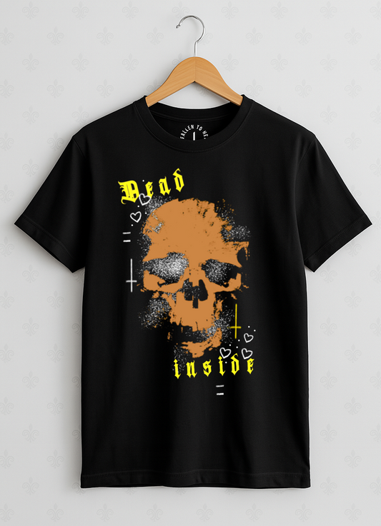 Black Gothic Skull T-Shirt – Unisex Short Sleeve Tee with Orange Print