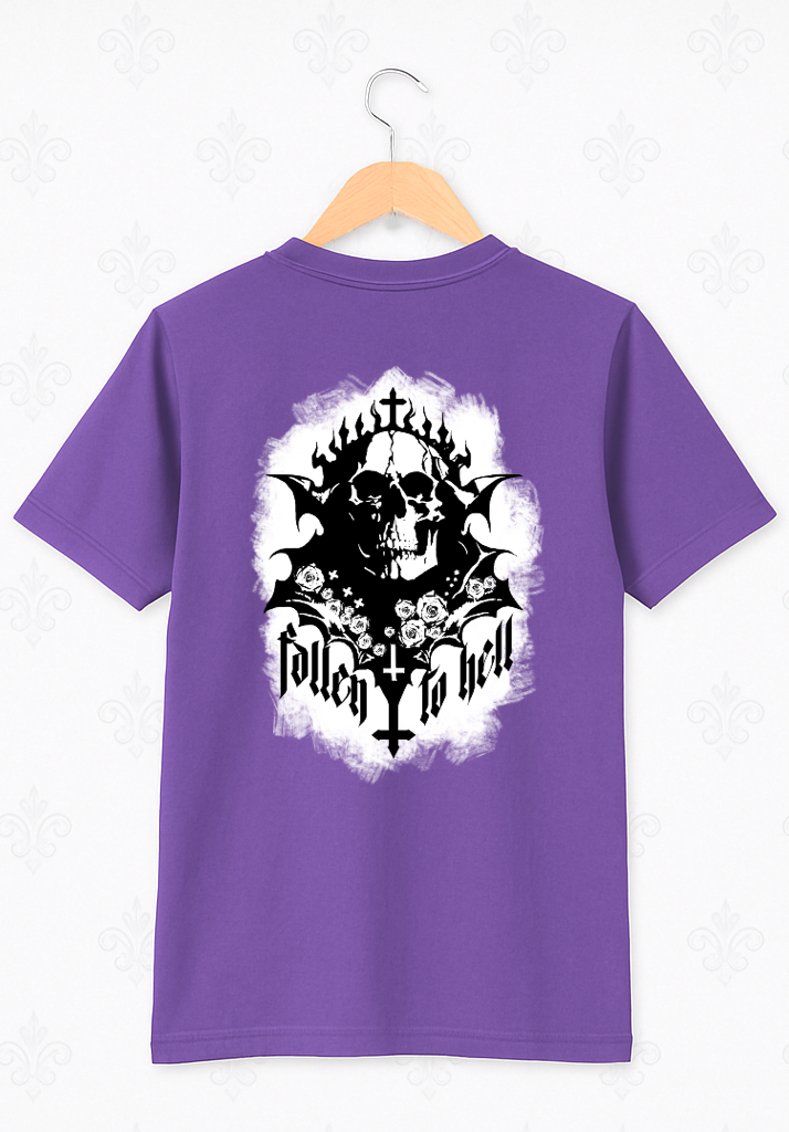 Purple Gothic Skull T-shirt - Unisex Short Sleeve Tee with Black & White Print