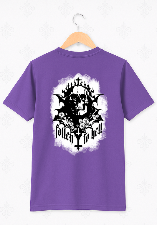 Purple Gothic Skull T-shirt - Unisex Short Sleeve Tee with Black & White Print