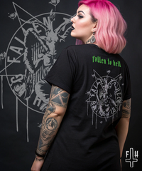 Black Baphomet Graphic T-shirt - Unisex Short Sleeve Tee with White & Green Print