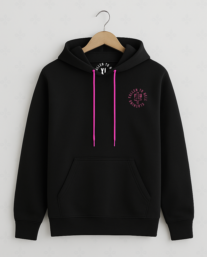 Dead Inside Black Pullover Gothic Hoodie with Pink Print