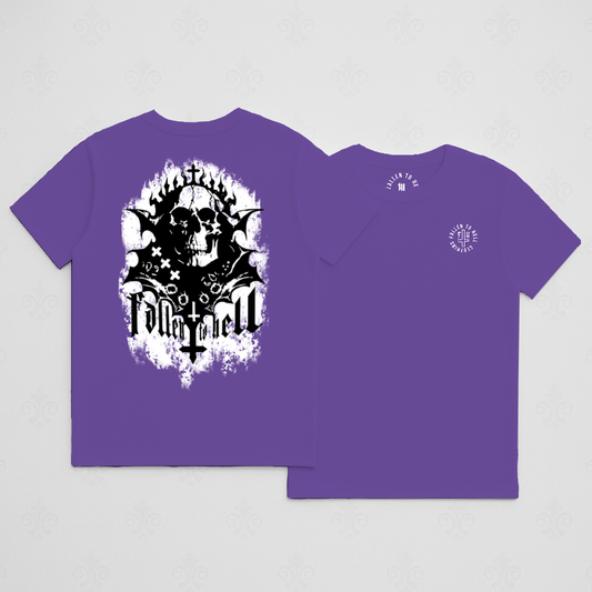 Purple Gothic Skull T-shirt - Unisex Short Sleeve Tee with Black & White Print