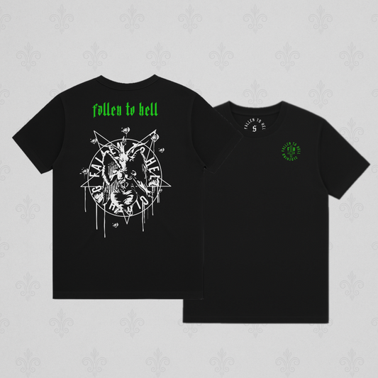 Black Baphomet Graphic T-shirt - Unisex Short Sleeve Tee with White & Green Print
